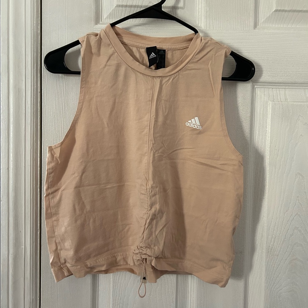 Adidas Women's Beige/light pink crop Muscle Tee size M